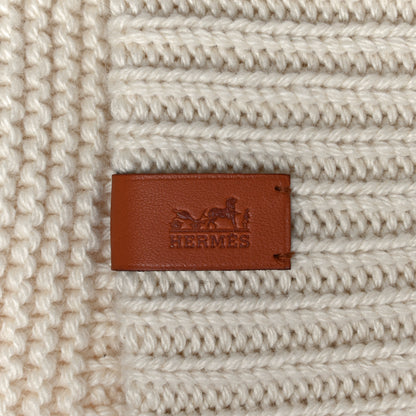 Hermes Cashmere Knit Boston Beanie Hat M Blanc Casse 7 of 10