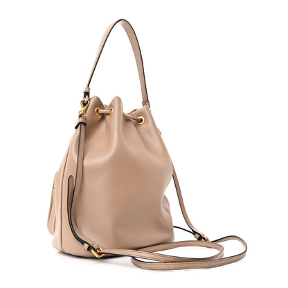Prada Glace Calfskin Duet Logo Drawstring Shoulder Bag Cammeo 3 of 12