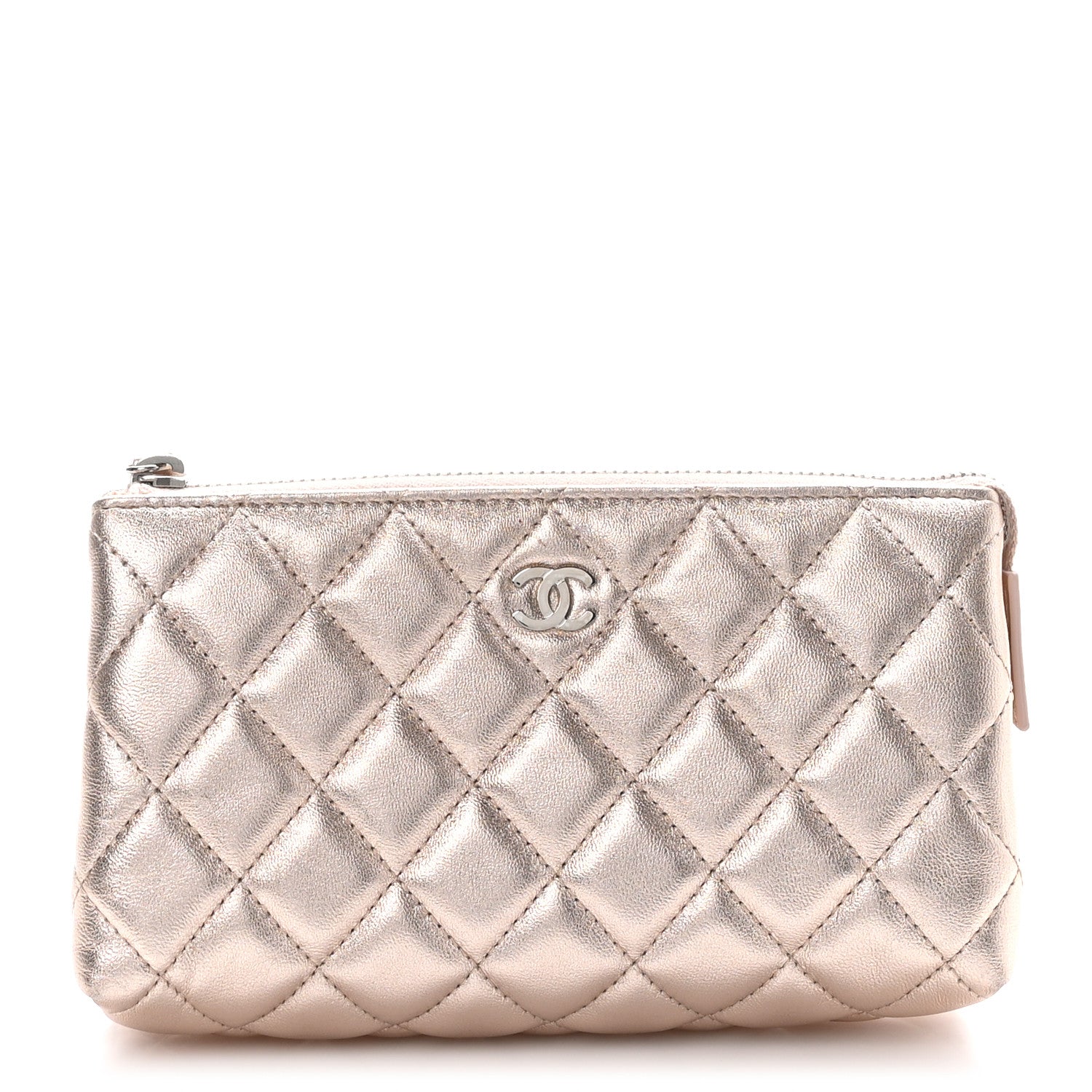 Chanel Metallic Lambskin Quilted Cosmetic Pouch Light Pink 1 of 12