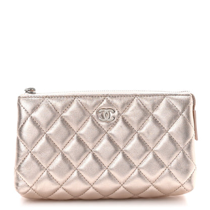 Chanel Metallic Lambskin Quilted Cosmetic Pouch Light Pink 1 of 12