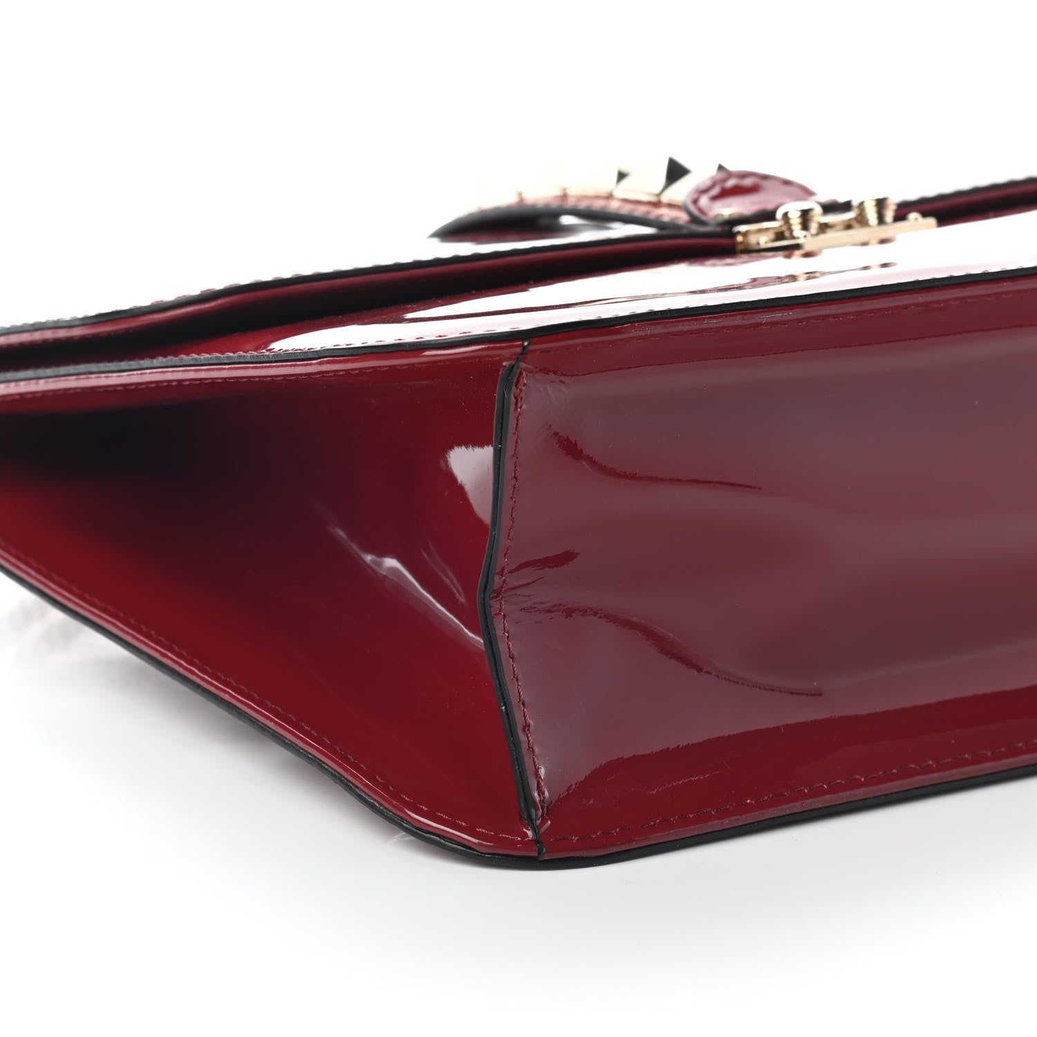 Valentino Garavani Patent Large Glam Lock Rockstud Flap Red 7 of 8