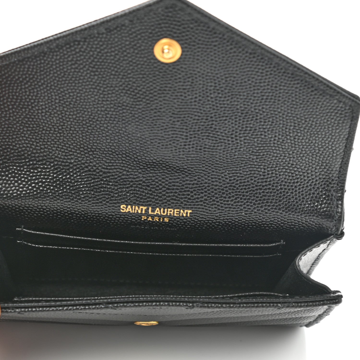 Saint Laurent Grain De Poudre Matelasse Chevron Small Monogram Envelope Wallet Black 5 of 7