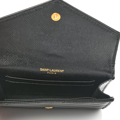 Saint Laurent Grain De Poudre Matelasse Chevron Small Monogram Envelope Wallet Black 5 of 7