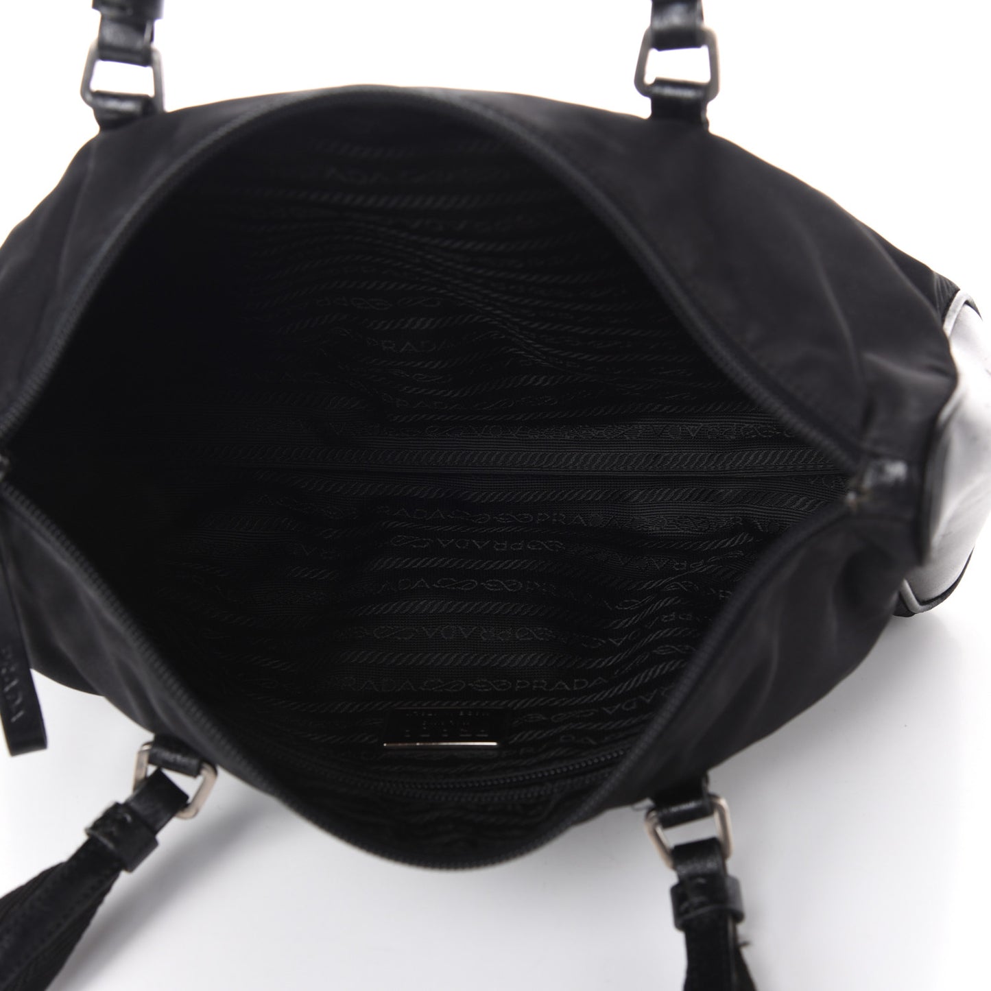 Tessuto Nylon Calfskin Shoulder Bag Black