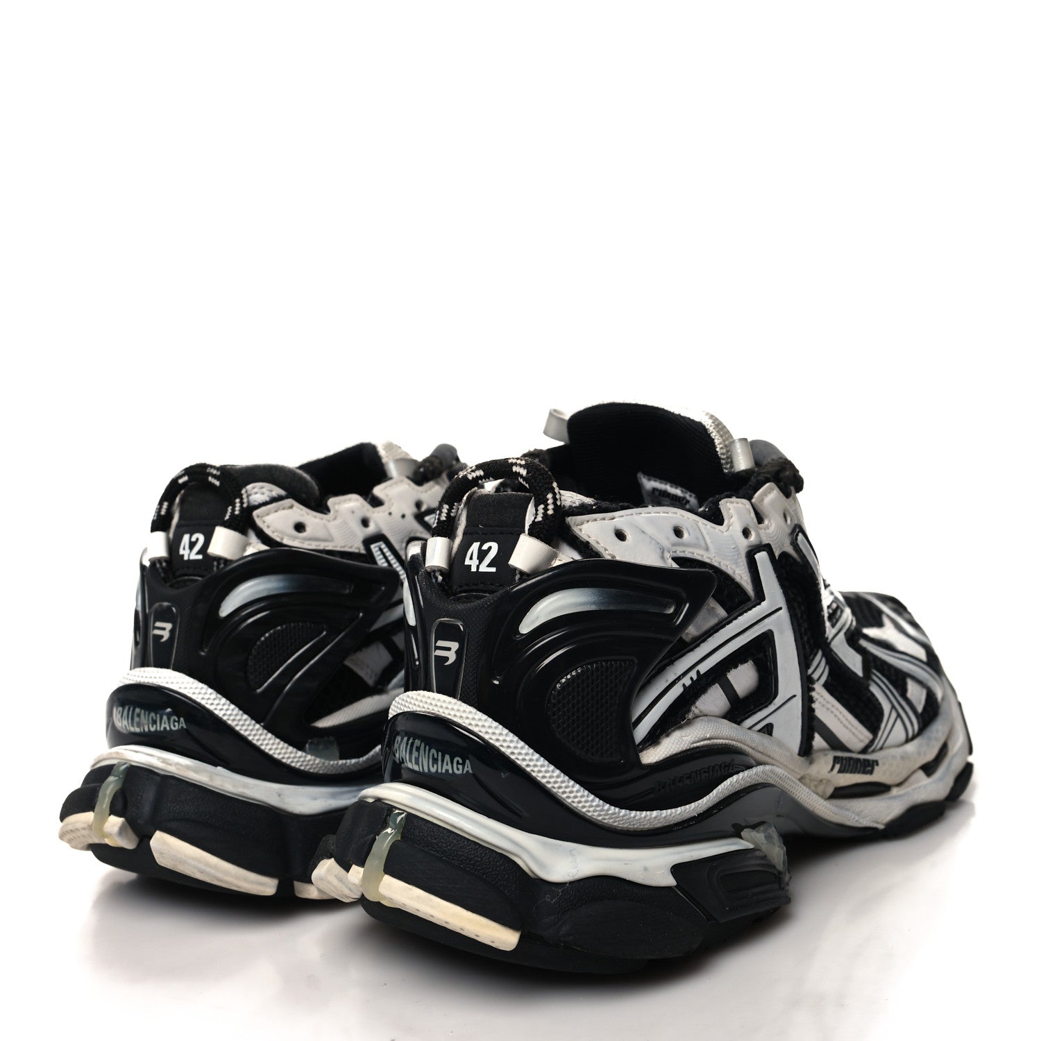 Balenciaga Mesh Rubber Bi-Color Womens Runner Sneakers 42 White Black 4 of 11