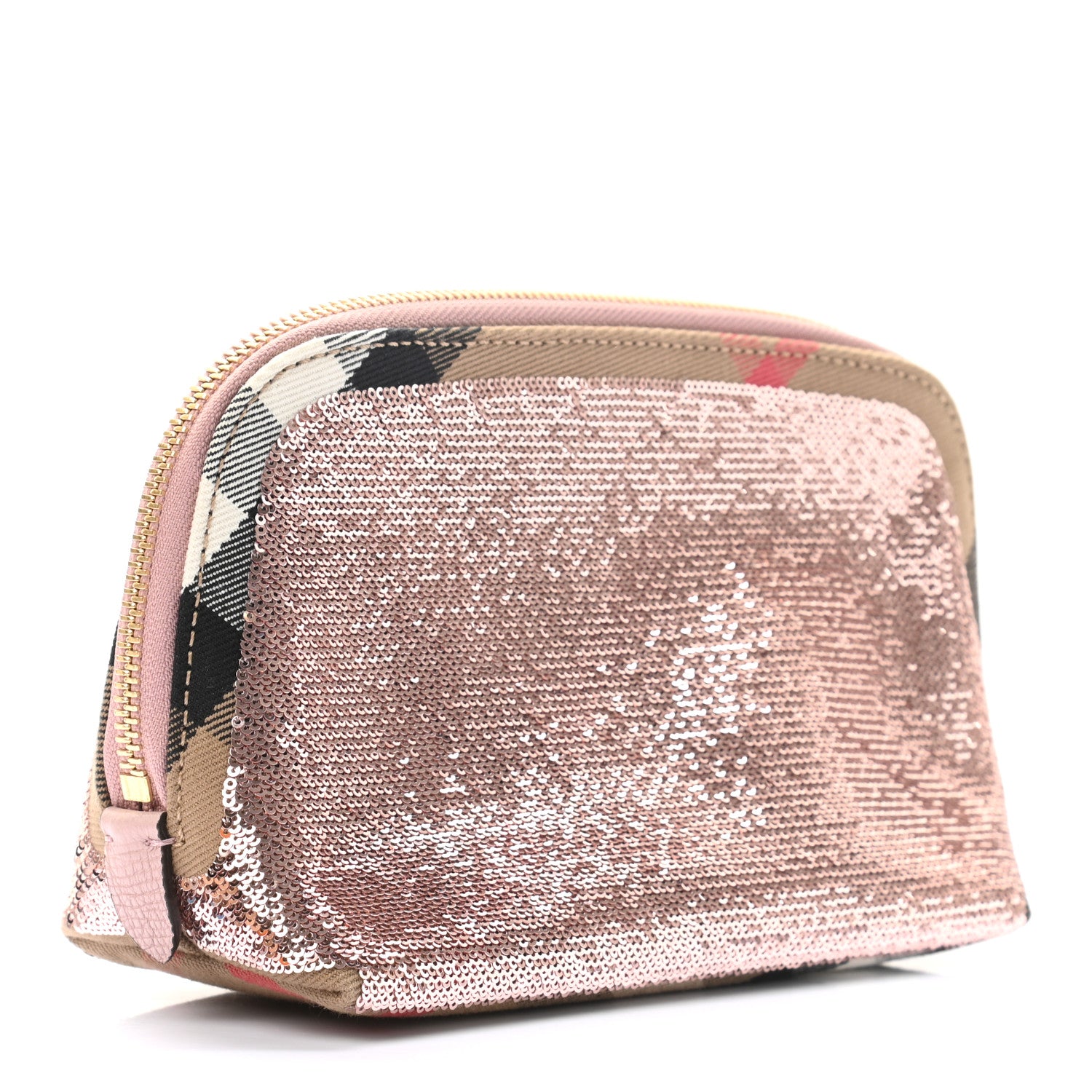 Burberry House Check Sequin Peyton Pouch Bag Pink 3 of 9