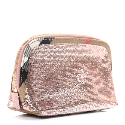 Burberry House Check Sequin Peyton Pouch Bag Pink 3 of 9