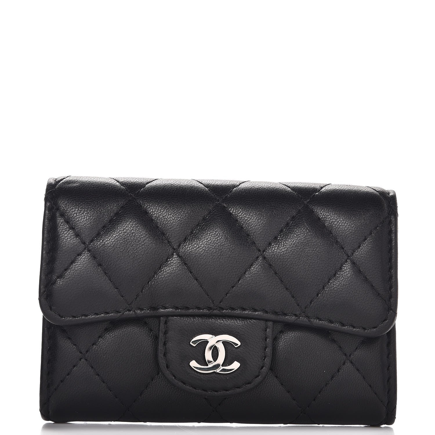Chanel Lambskin Quilted Flap Card Holder Black 1 of 10