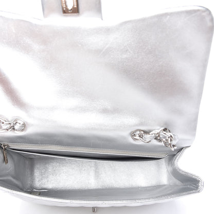Chanel Metallic Lambskin Quilted Jumbo Single Flap Silver 5 of 10
