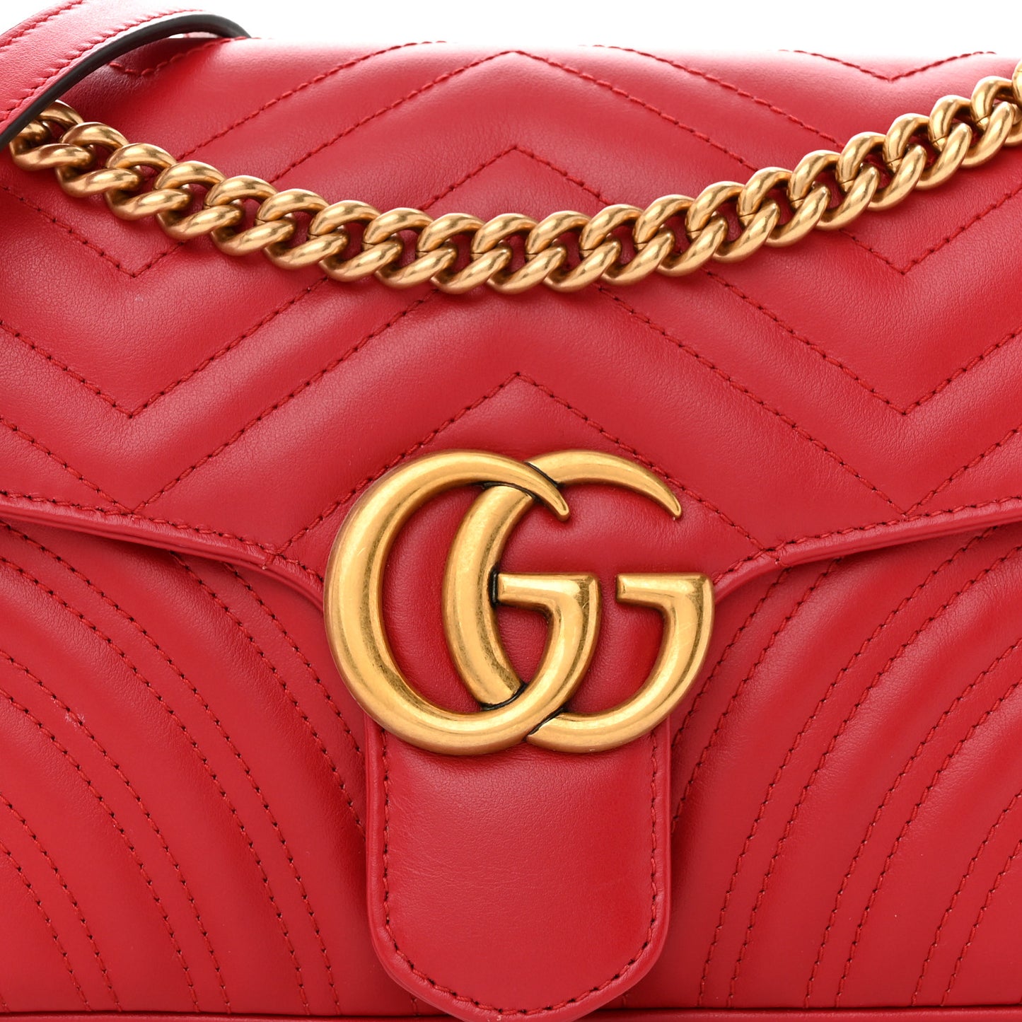 Calfskin Matelasse Small GG Marmont Shoulder Bag Hibiscus Red