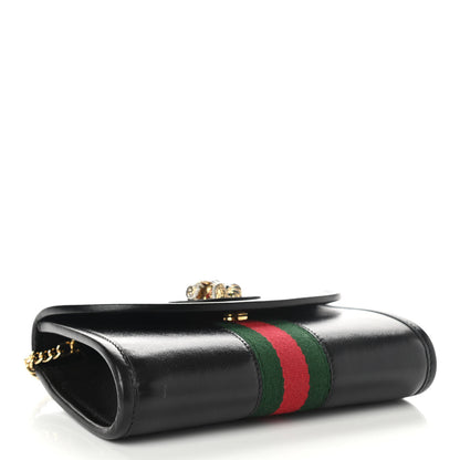 Gucci Textured Calfskin Web Mini Rajah Slim Flap Shoulder Bag Black 4 of 10