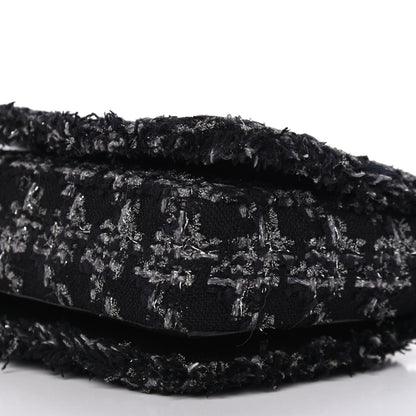 Chanel Shearling Tweed Medium Boy Flap Black Grey 6 of 9