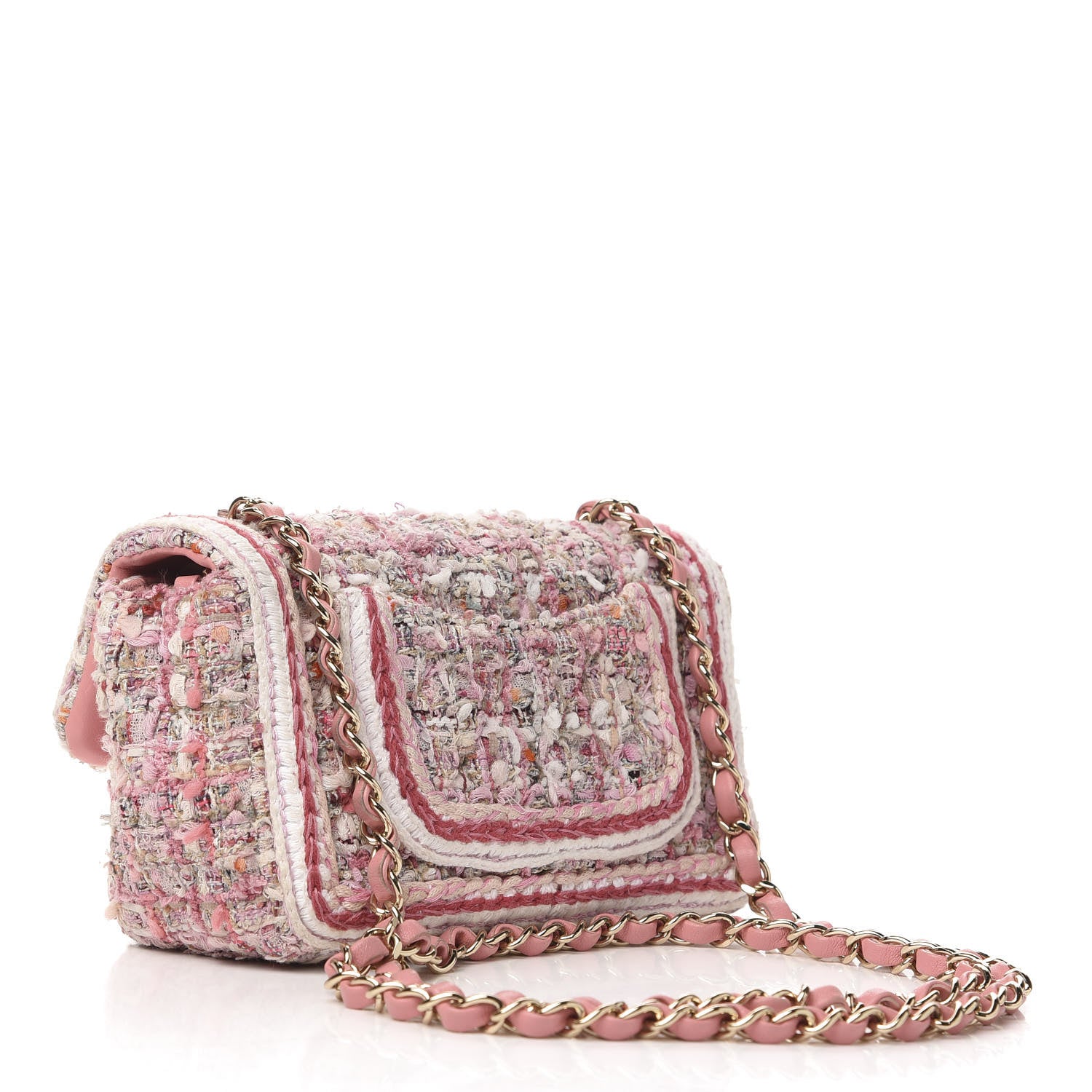 Chanel Tweed Braid Mini Flap White Pink 3 of 11