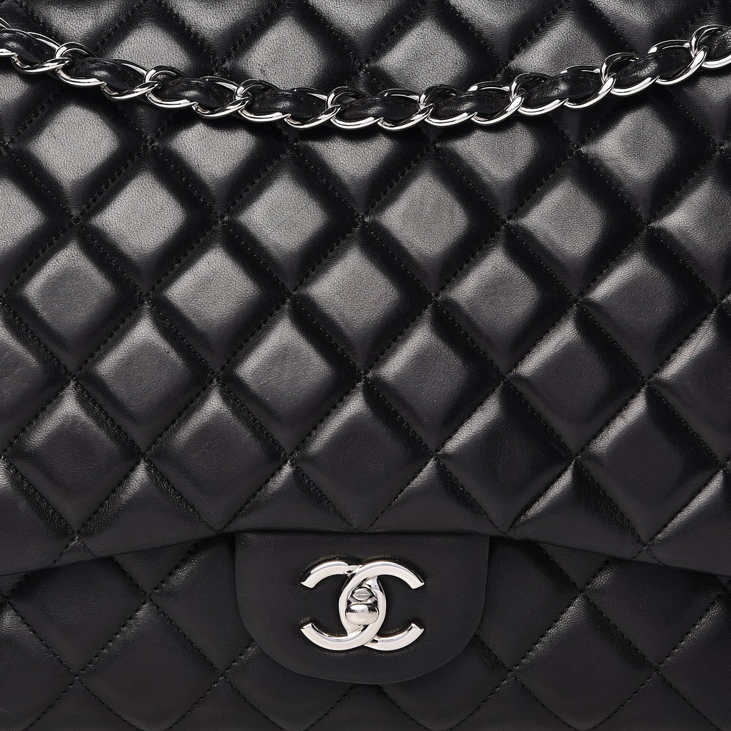 Chanel Lambskin Quilted Maxi Single Flap Black 16 of 16