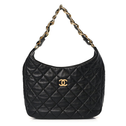 Chanel Lambskin Quilted Large CC Funky Town Hobo Black 1 of 9