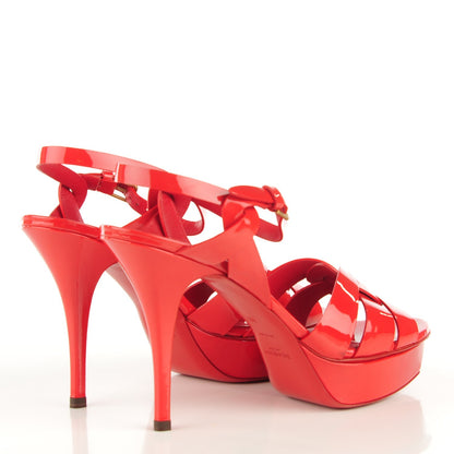 Saint Laurent Vitello Vernice Tribute 75 Platform Sandals 40 Lobster 4 of 8