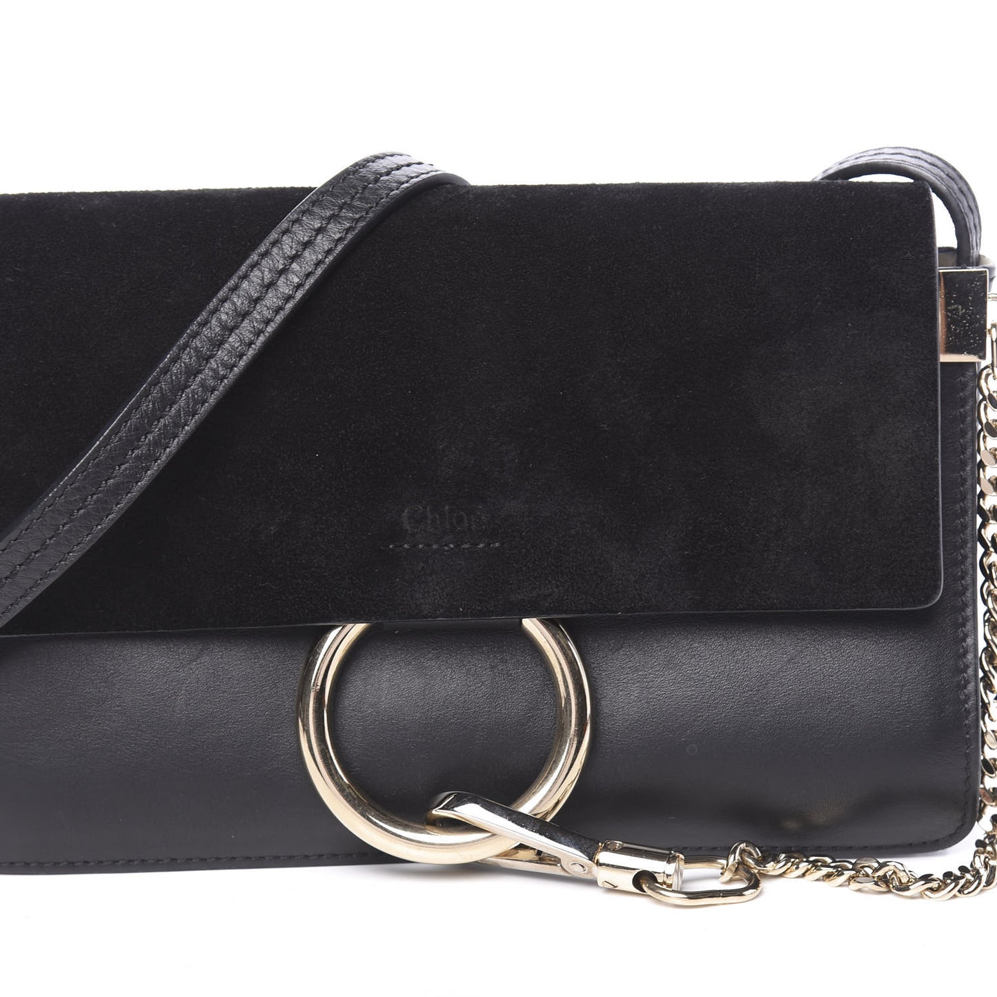 Suede Calfskin Small Faye Shoulder Bag Black