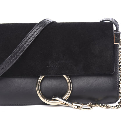 Chloe Suede Calfskin Small Faye Shoulder Bag Black 7 of 9