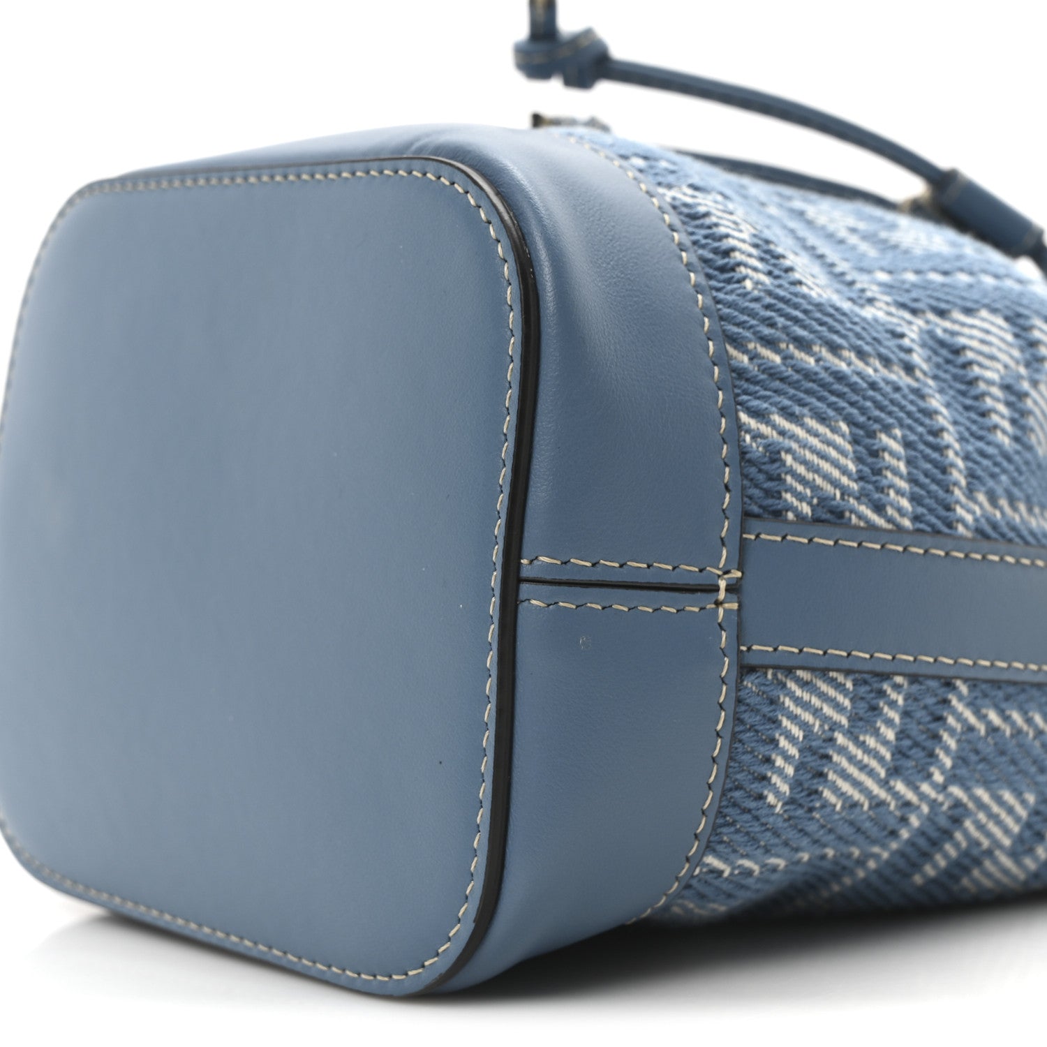 Fendi Denim Jacquard FF Effect Vitello Grace Multicolor Mini Mon Tresor Bucket Bag Blue White 10 of 10
