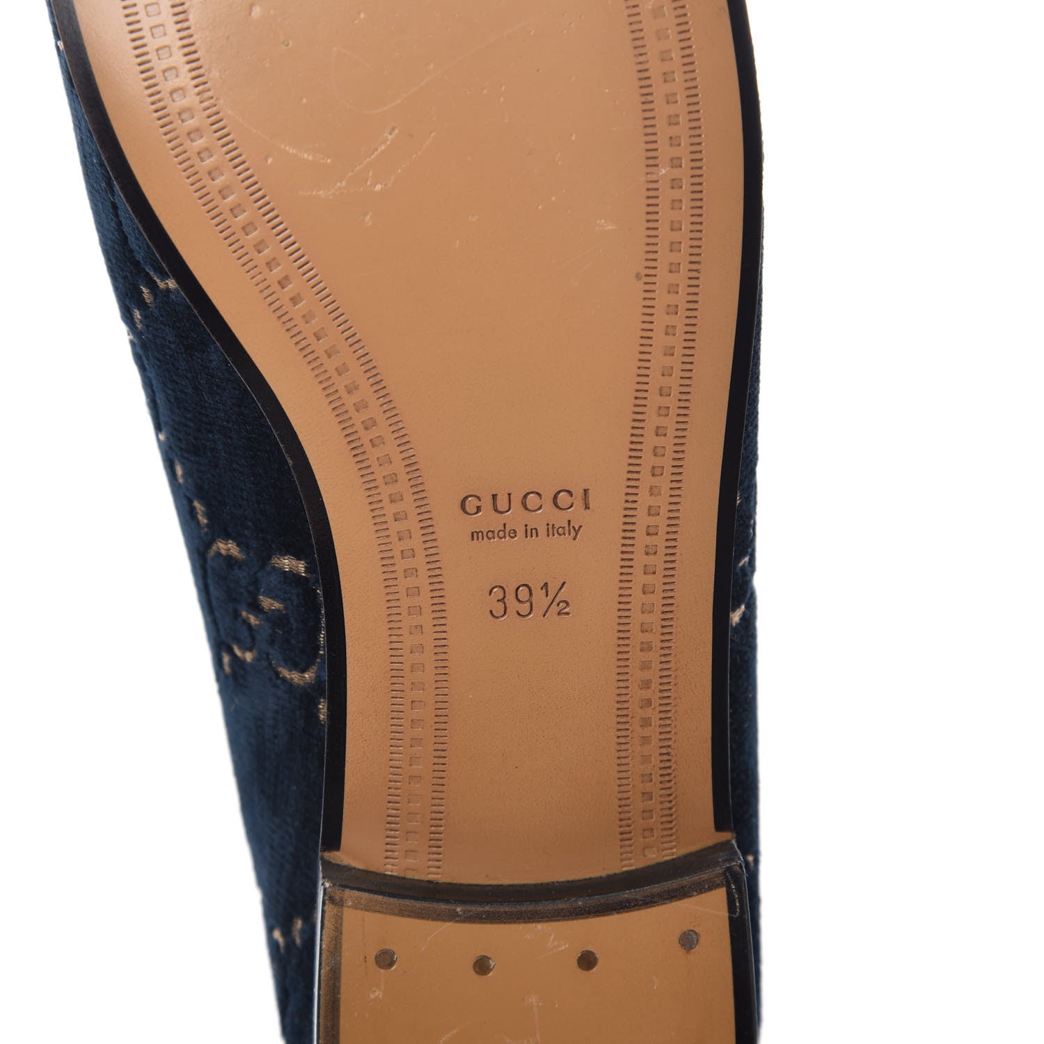 Gucci Velvet GG Monogram Horsebit Womens Jordaan Loafers 39.5 Blue Beige 6 of 10
