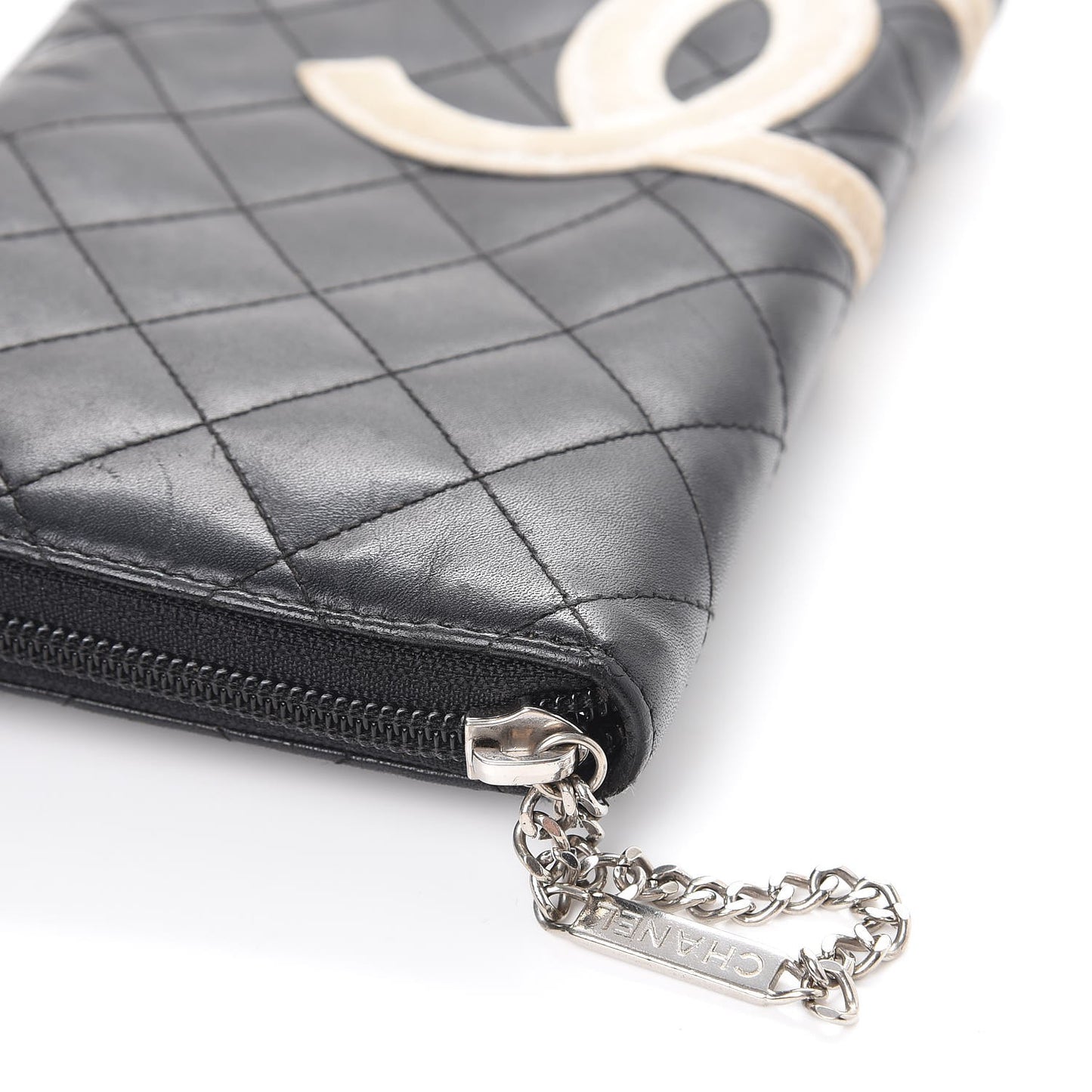 Cambon Zip Around Organizer Wallet Black White