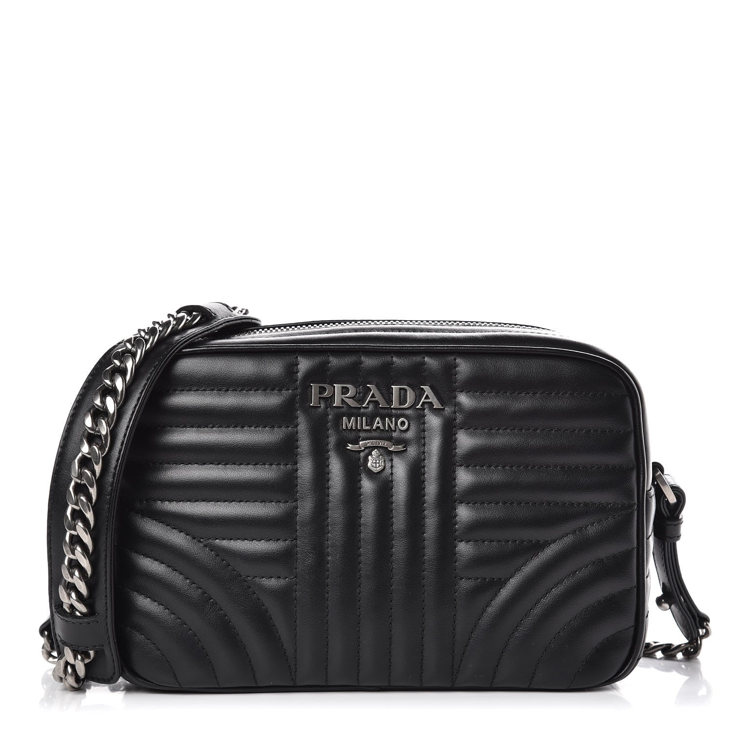 Prada Soft Calfskin Diagramme Crossbody Bag Black 1 of 8