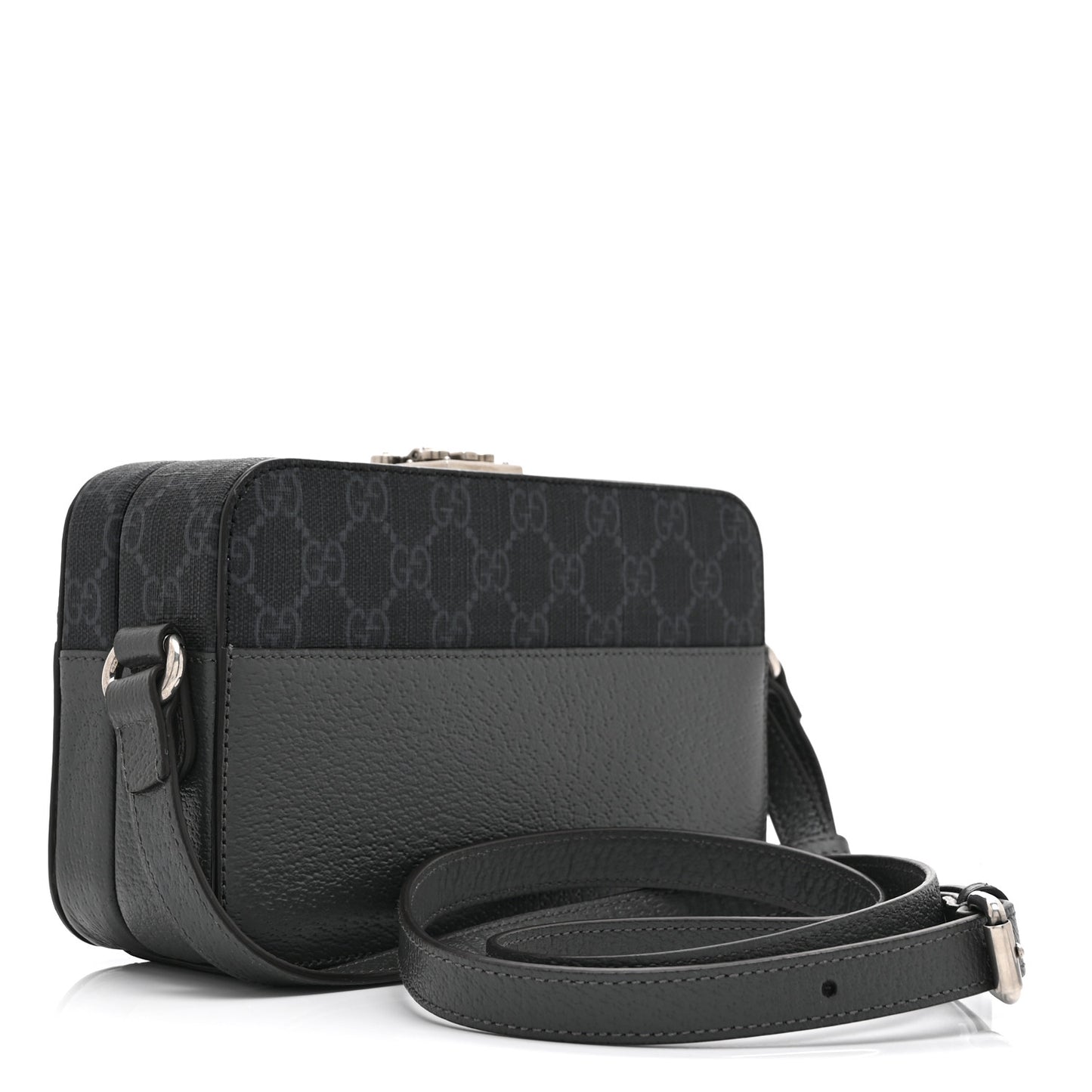 GG Supreme Monogram Textured Dollar Calfskin Mini New Basket Shoulder Bag Black Grey