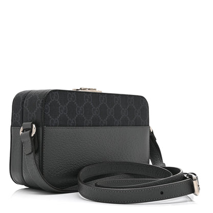Gucci GG Supreme Monogram Textured Dollar Calfskin Mini New Basket Shoulder Bag Black Grey 3 of 10
