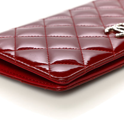 Chanel Patent Quilted Brilliant Yen Wallet Red 10 of 19