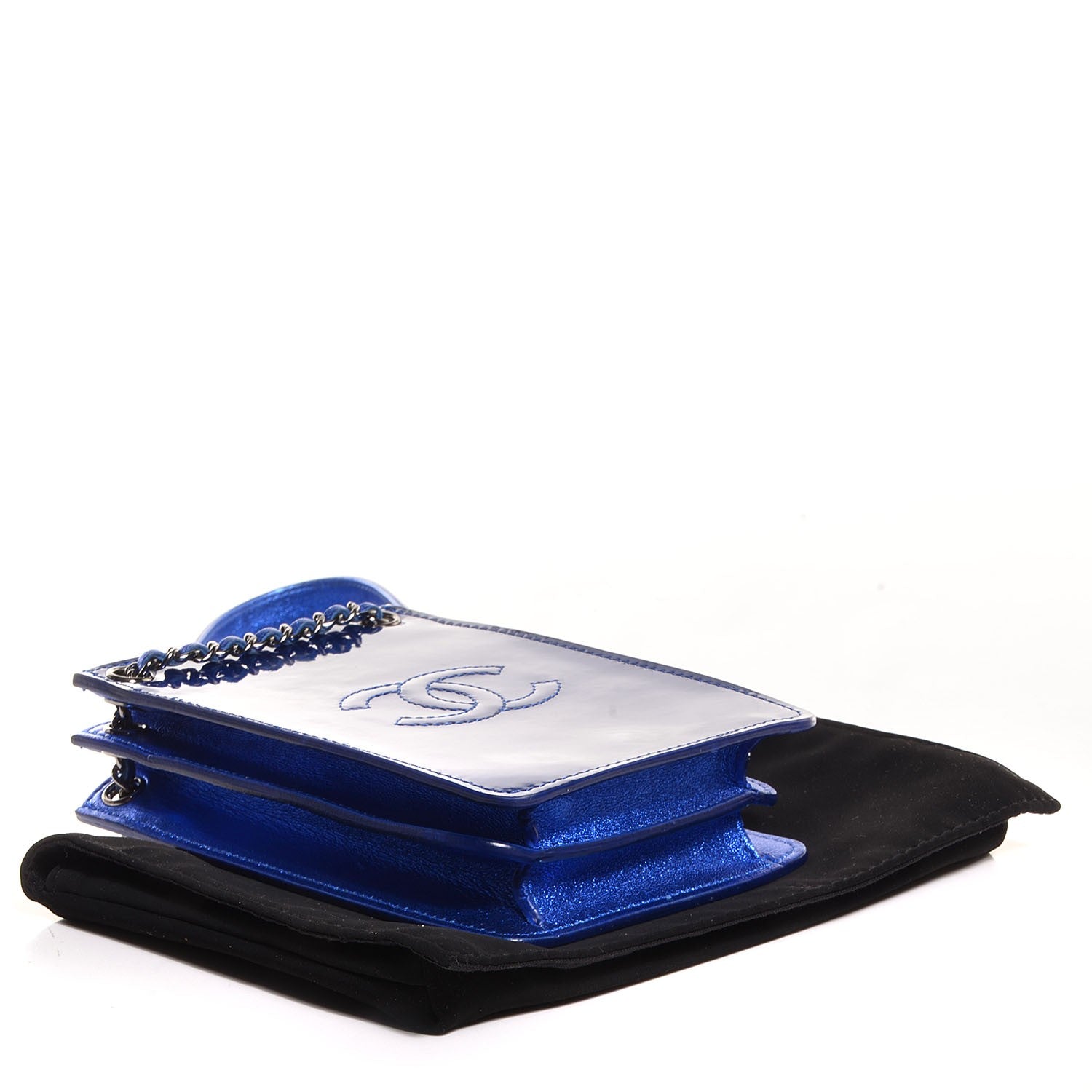 Chanel Patent Crossbody CC Phone Holder Blue 4 of 7