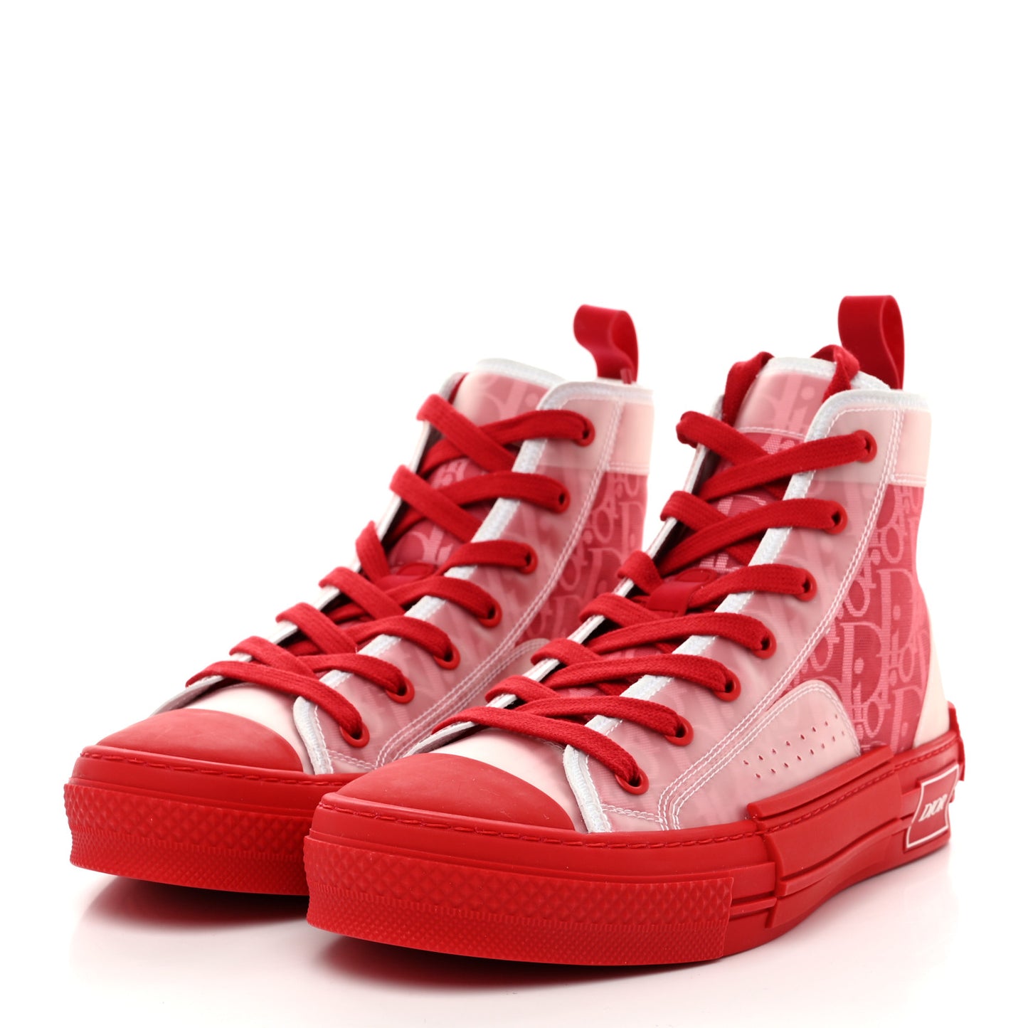 Technical Canvas Oblique Mens B23 High Top Sneakers 39 Bordeaux Rouge