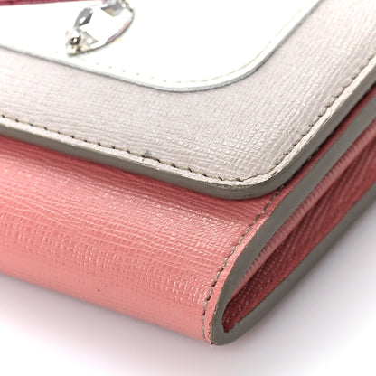 Fendi Vitello Elite Crystal Eye Monster Continental Wallet on Chain Grigio Polvere Ribes Multicolor 9 of 13