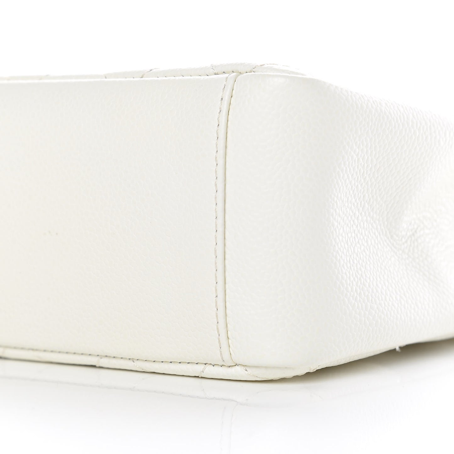 Caviar Quilted Petit Shopping Tote PST White