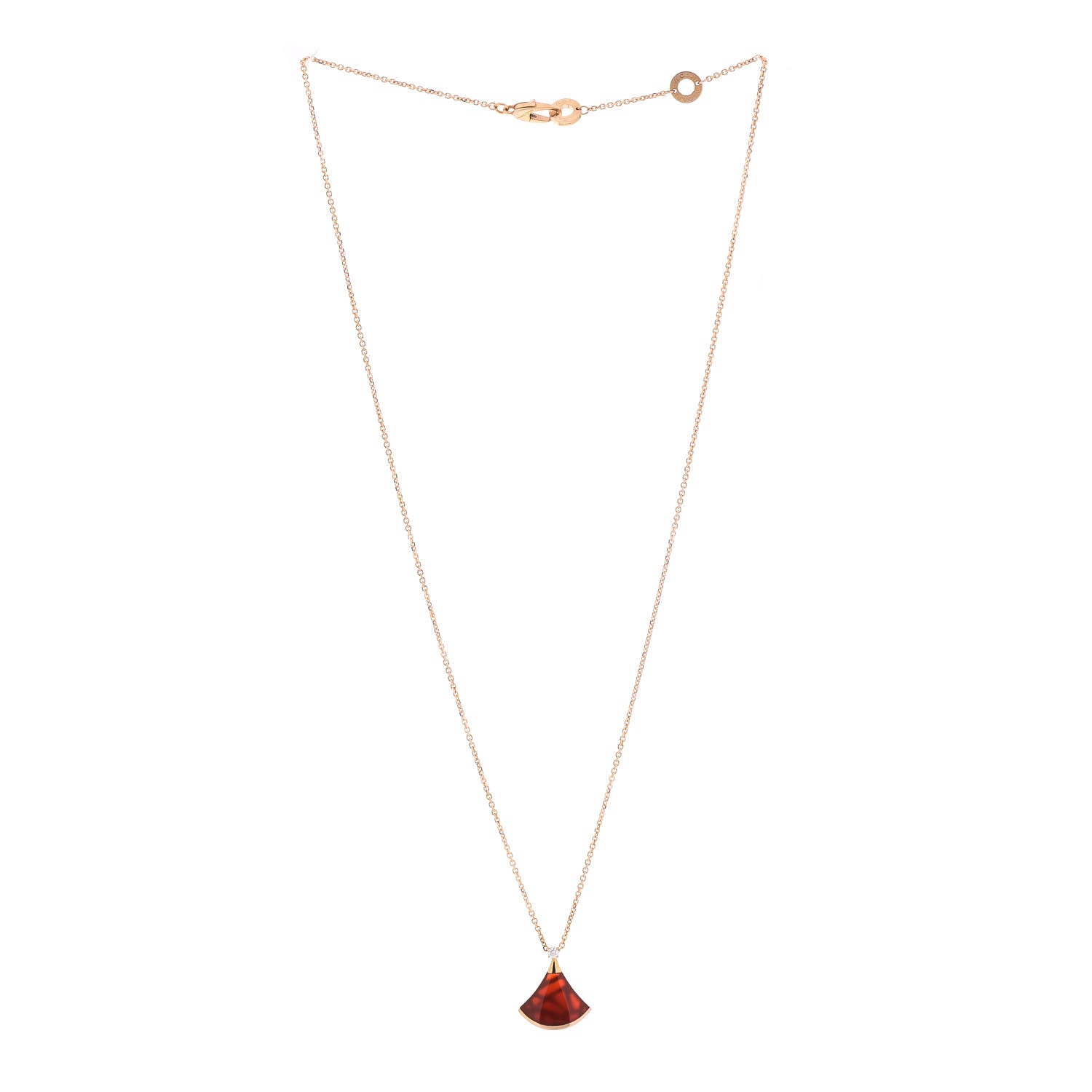 Bulgari 18K Rose Gold Diamond Carnelian Divas' Dream Pendant Necklace 3 of 8