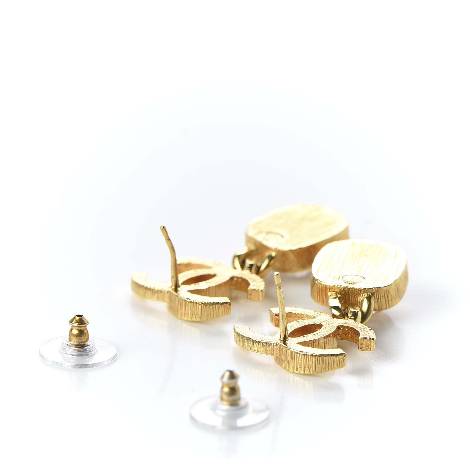 Chanel Metal Natural Stones CC Drop Earrings Gold 3 of 6