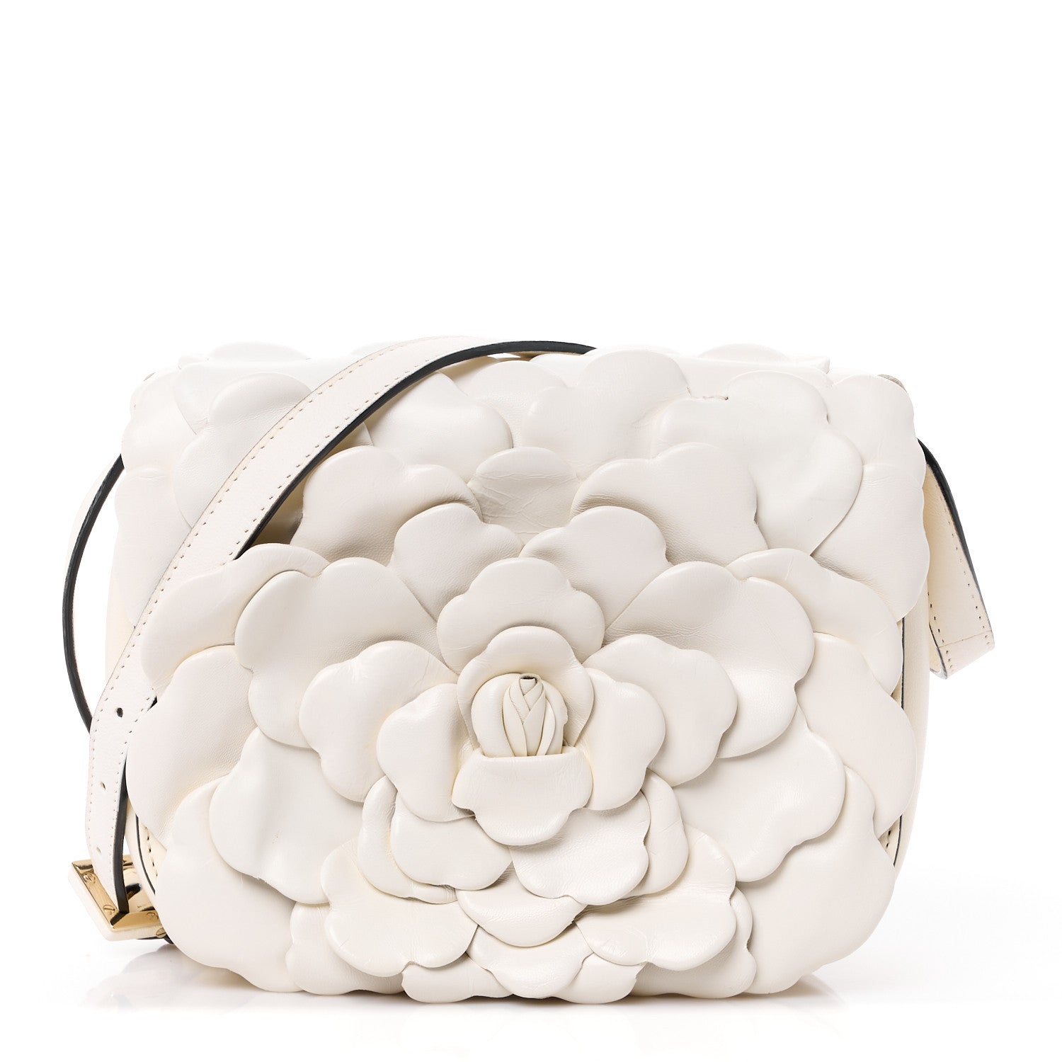 Valentino Garavani VALENTINO GARAVANI Nappa Atelier 03 Rose Edition Small Flap Crossbody Bag Ivory 1 of 13