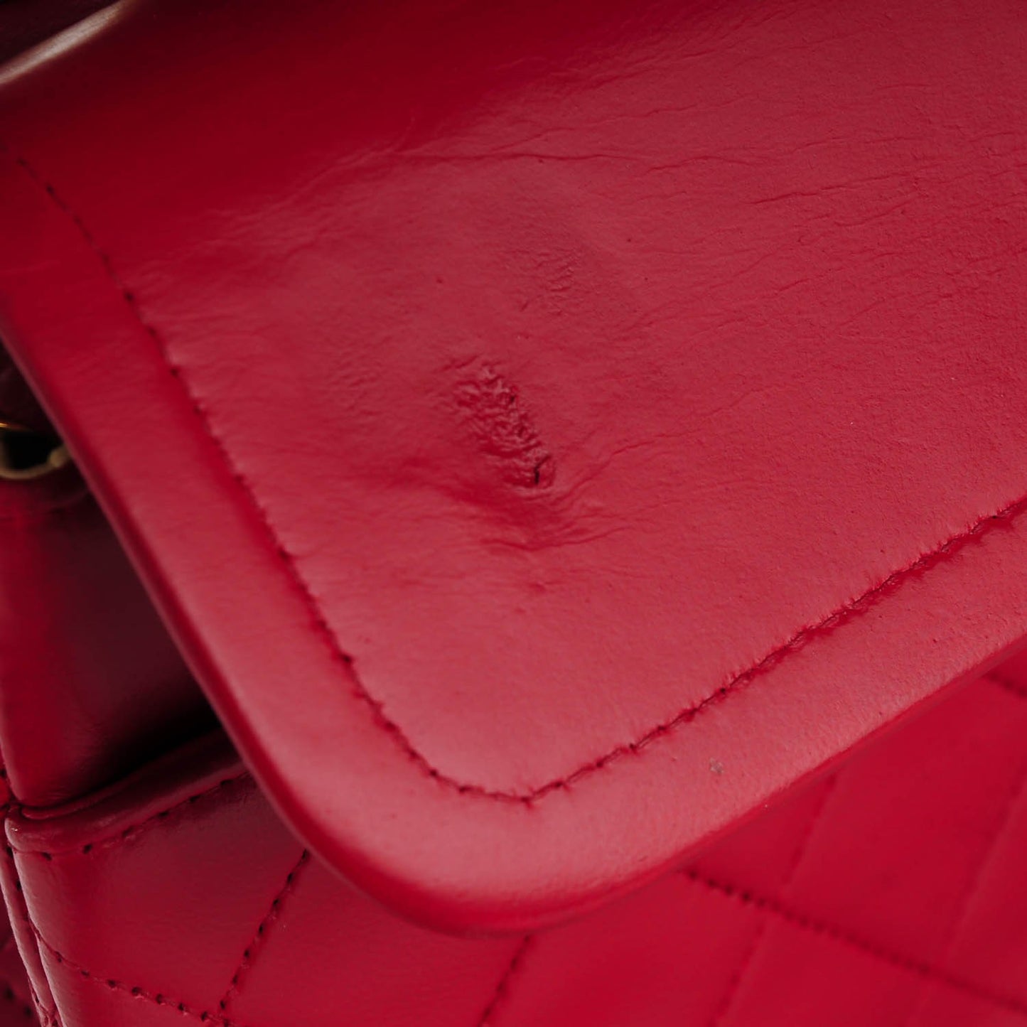 Lambskin Quilted Medium Double Flap Red
