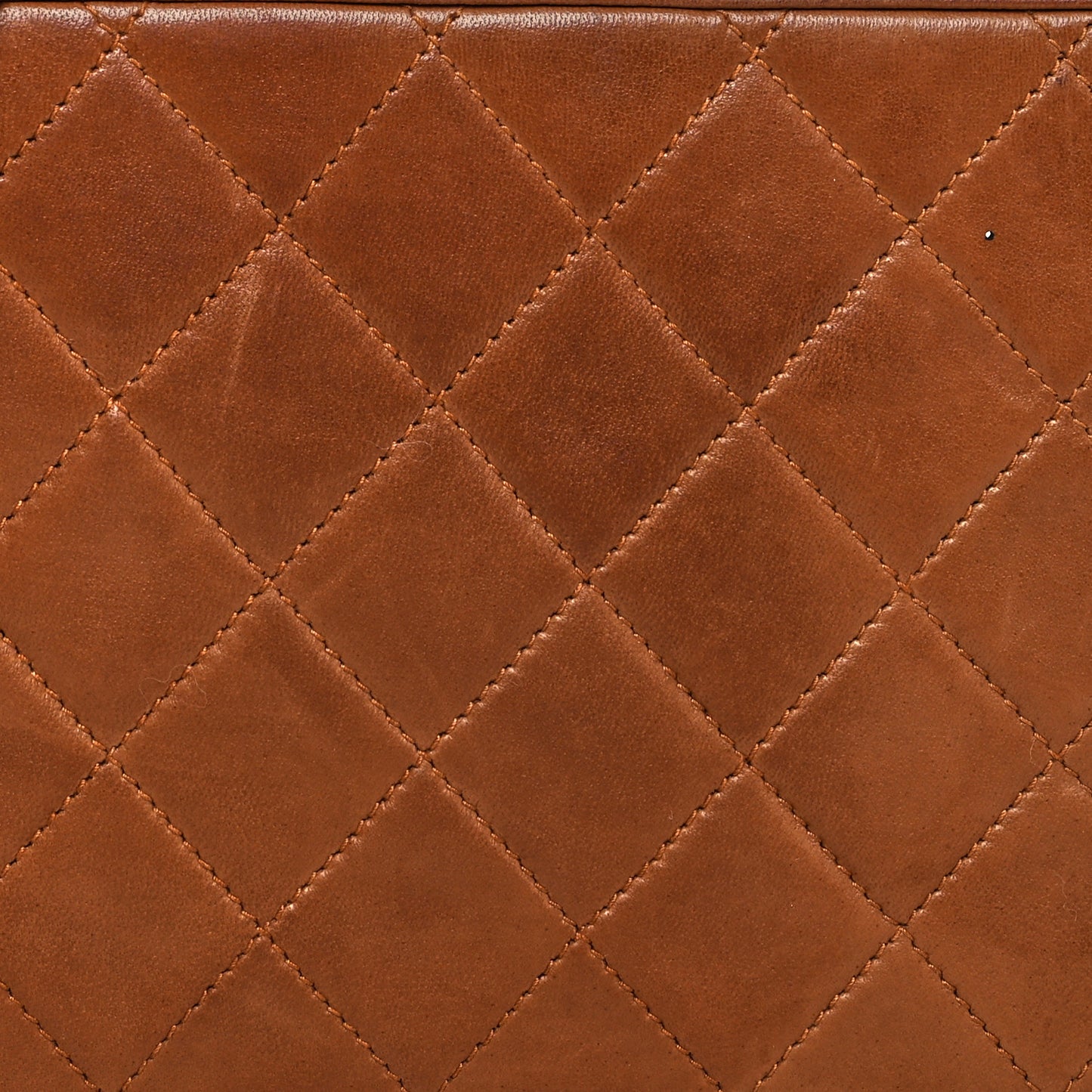 Lambskin Quilted Box Shoulder Bag Brown