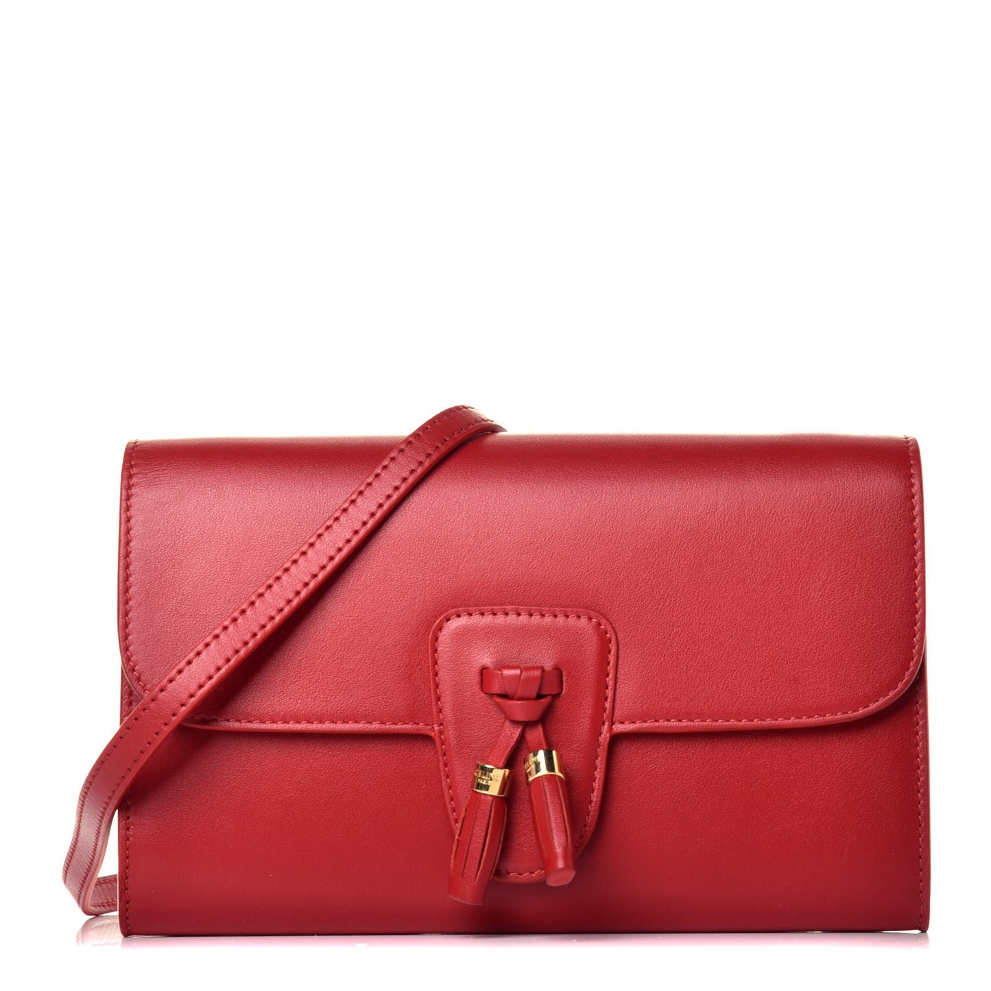Smooth Calfskin Tassels Wallet On Strap Red