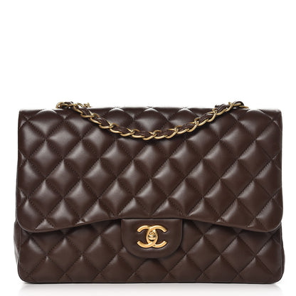 Chanel Lambskin Quilted Jumbo Single Flap Dark Brown 1 of 9