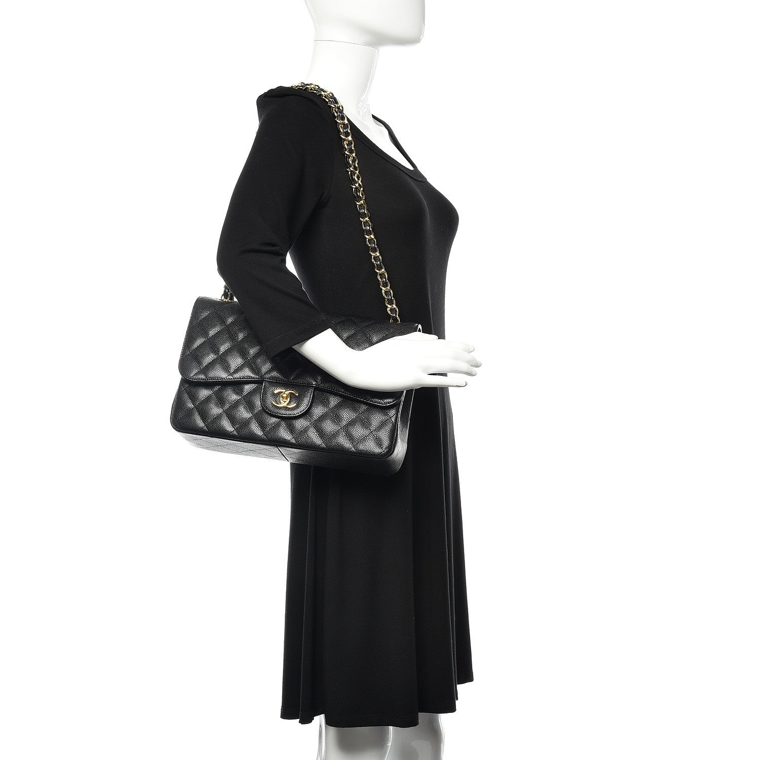 Chanel Caviar Quilted Jumbo Double Flap Black 2 of 14