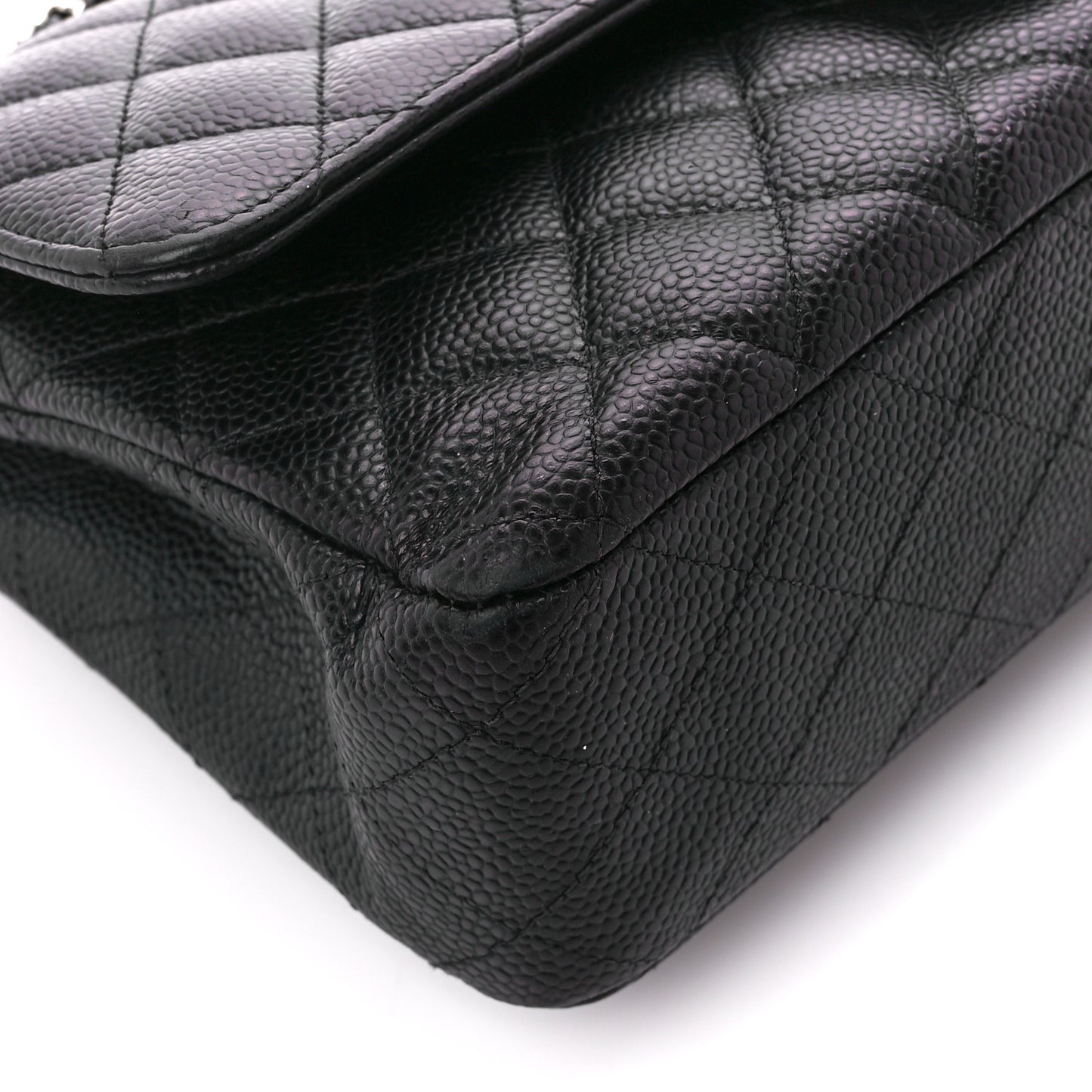 Caviar Quilted Medium Double Flap Black