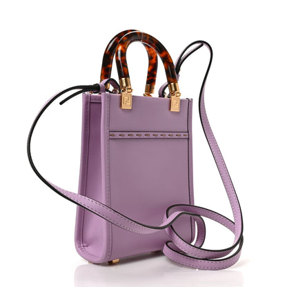 Fendi Vitello King Plexiglass Logo Embossed Mini Fendi Sunshine Shopper Tote Lavanda 3 of 8