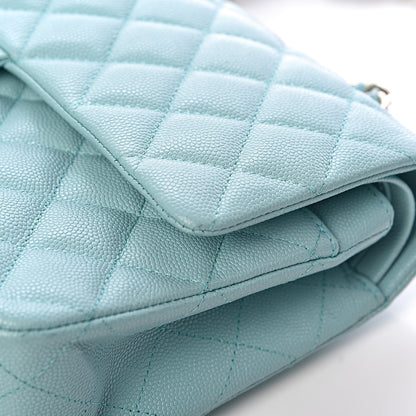 Chanel Caviar Quilted Medium Double Flap Light Blue 13 of 14
