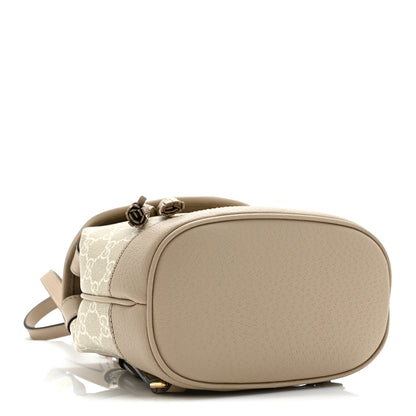 Gucci GG Supreme Monogram Textured Dollar Calfskin Web Mini Chain Drawstring Backpack Beige Mystic White Oatmeal 4 of 11