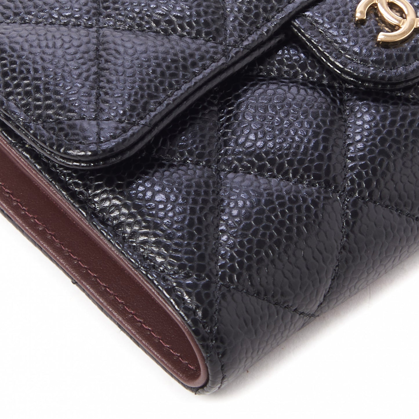 Caviar Quilted Medium Flap Wallet Black