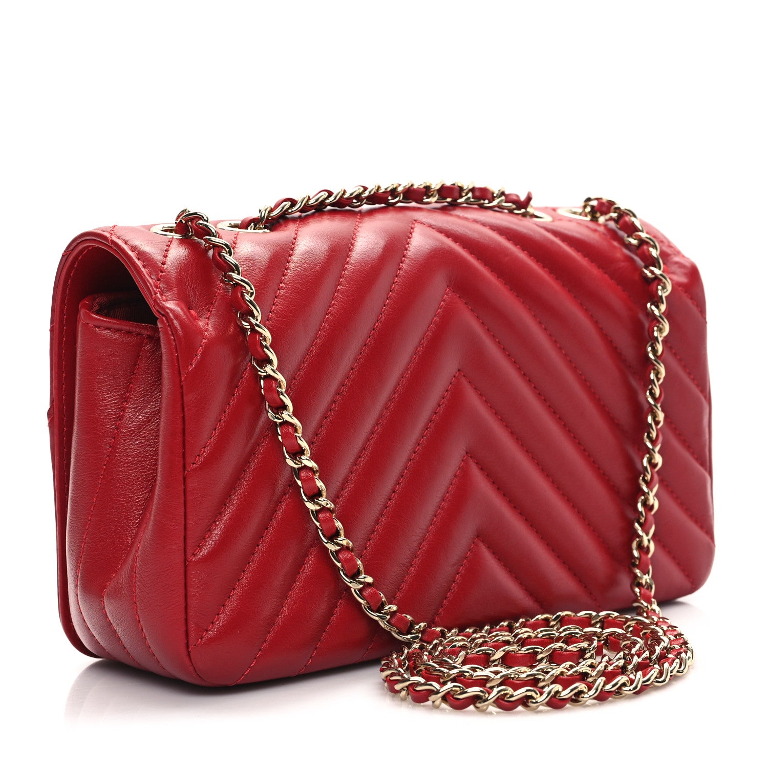 Chanel Calfskin Chevron Quilted Mini Statement Flap Red 3 of 12
