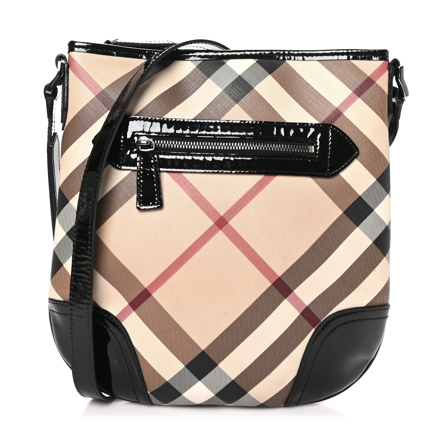 Patent Nova Check Dryden Crossbody Bag Black