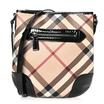 Burberry Patent Nova Check Dryden Crossbody Bag Black 1 of 10