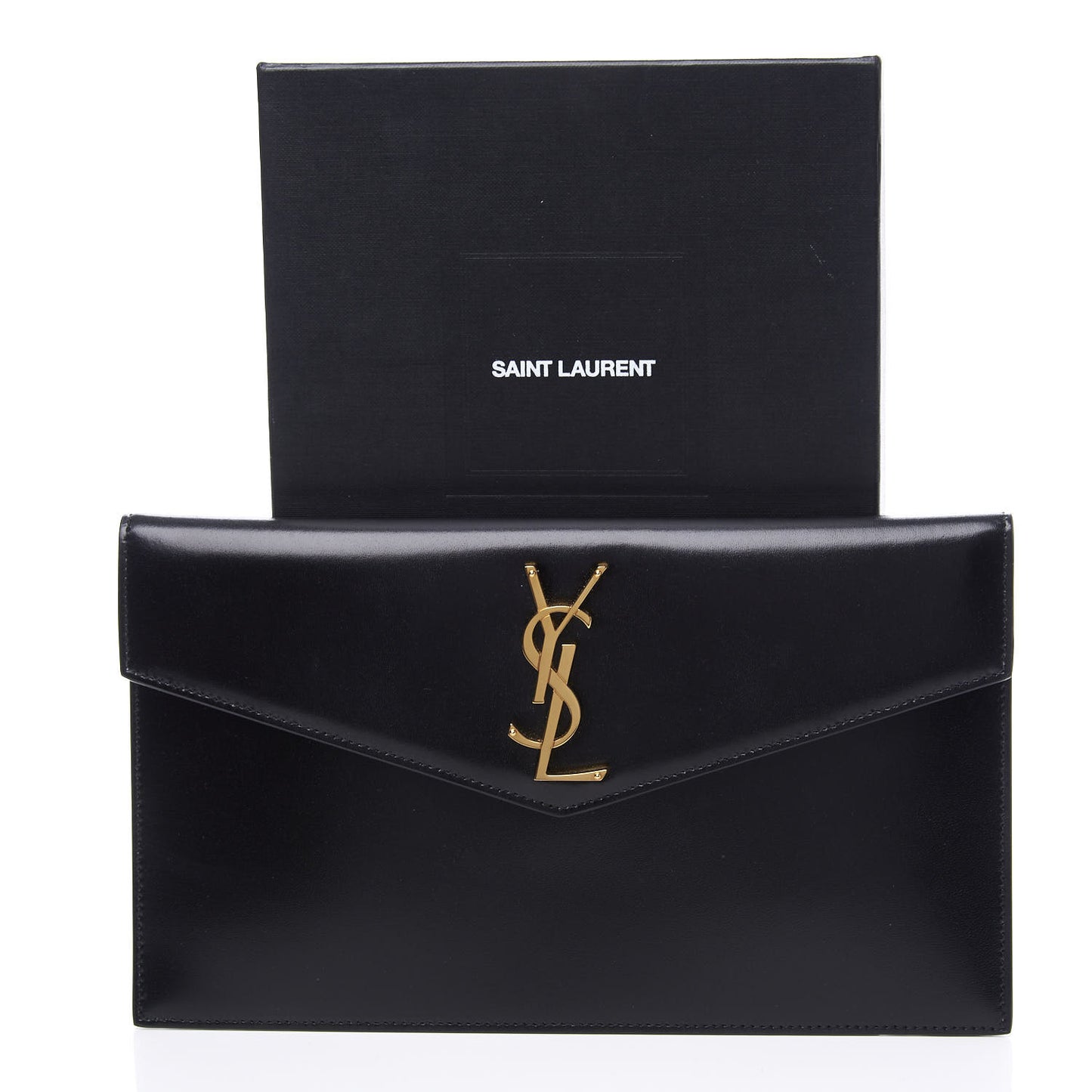 Smooth Shiny Calfskin Monogram Uptown Pouch Black